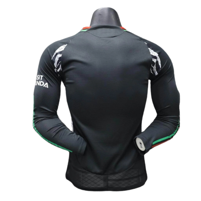 Arsenal-Camiseta-II-24-25-Hombre-Manga Larga-Jugador-Negra-Fútbol-Equipación-Uniforme-Temporada-Clásico-Deportivo-Calidad-Estilo