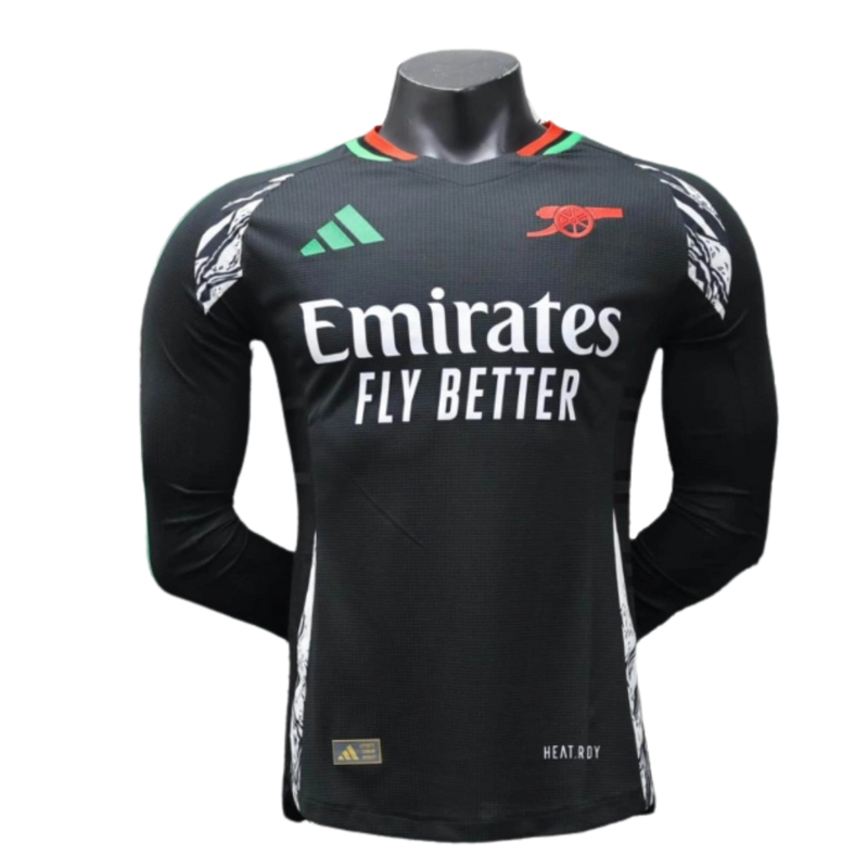 Arsenal-Camiseta-II-24-25-Hombre-Manga Larga-Jugador-Negra-Fútbol-Equipación-Uniforme-Temporada-Clásico-Deportivo-Calidad-Estilo