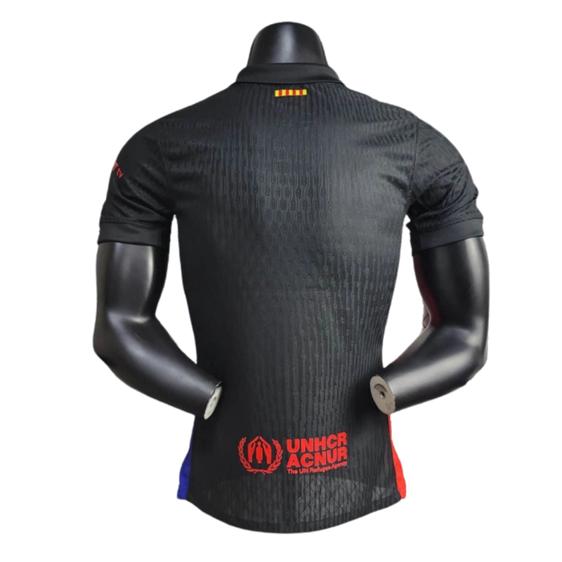 Barcelona-Camiseta-II-24-25-Hombre-Manga Larga-Jugador-Negra-Fútbol-Equipación-Uniforme-Temporada-Clásico-Deportivo-Calidad-Estilo