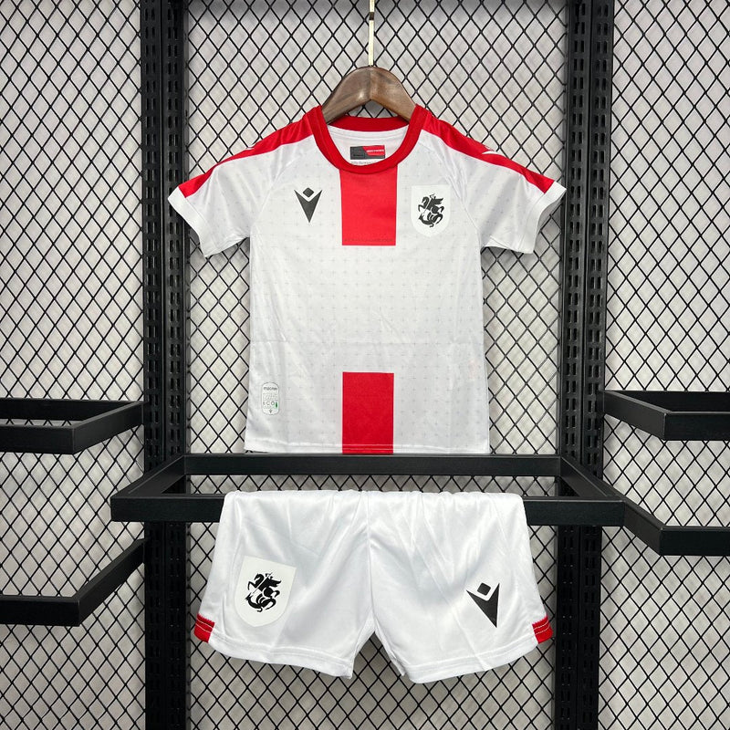 Camiseta Georgia I Euro 2024 conjunto infantil blanco - Camiseta - Georgia - Euro 2024 - Conjunto infantil - Blanco - Fútbol - Equipamiento deportivo - Niños - Estilo.