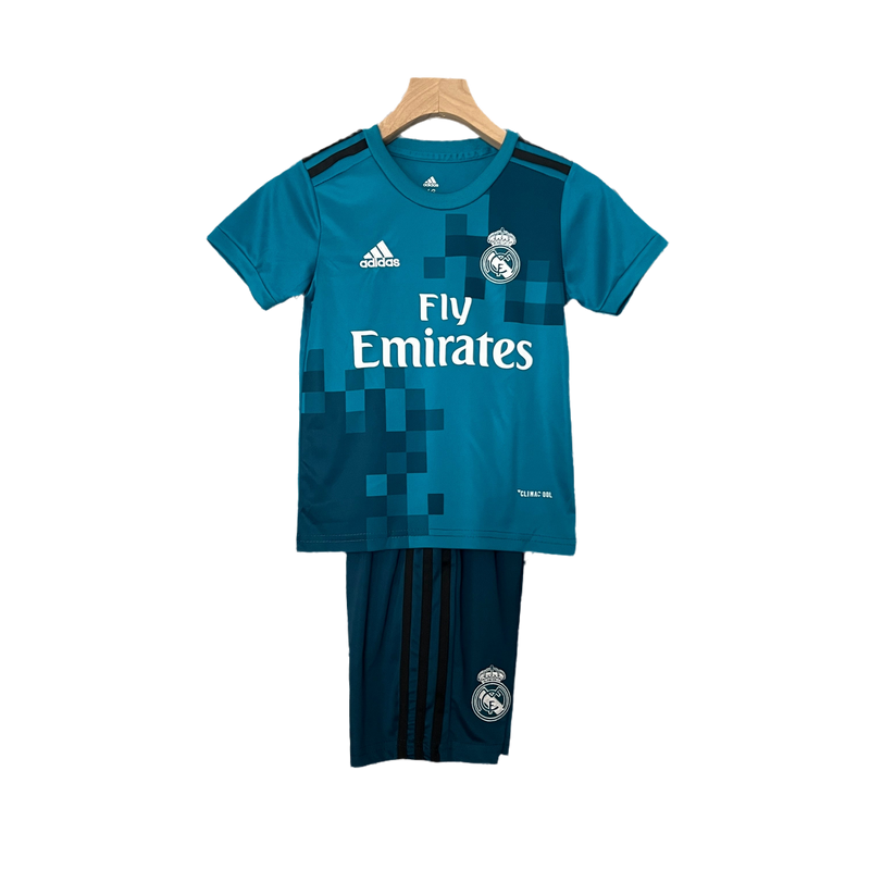Camiseta-Real-madrid-iii-retro-2017-18-conjunto-infantil