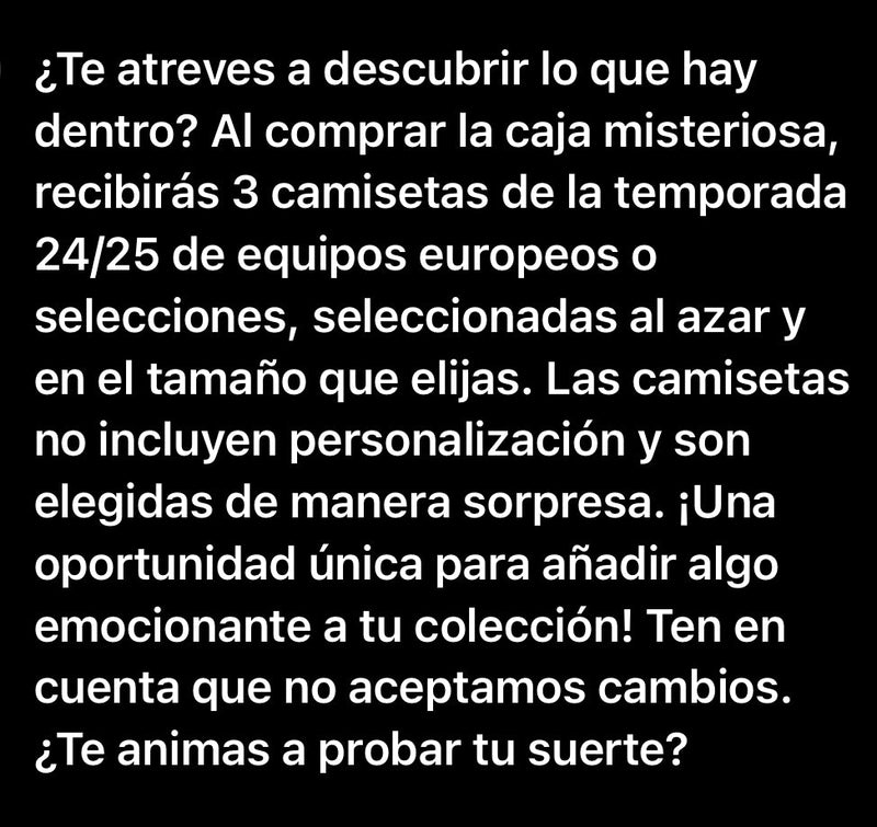 CAJA MISTERIOSA 3 CAMISETAS SORPRESA 24/25 HOMBRE