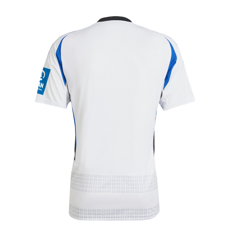 Hamburgo SV 20242025 - Camiseta Hamburgo - Uniforme titular Hamburgo - Adidas Hamburgo - 2. Bundesliga - Diseño clásico - Diseño moderno - Blanco - Rojo - Azul - Gola redonda - Escudo del Hamburgo SV - Logo de Adidas - Identidad del club - Historia del club - Tecnologías innovadoras - Confort - Rendimiento.