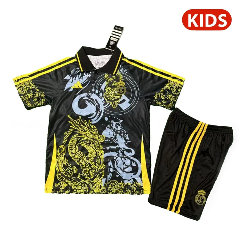REAL MADRID DRAGÓN II NEGRA Y AMARILLA 25/26 CONJUNTO INFANTIL