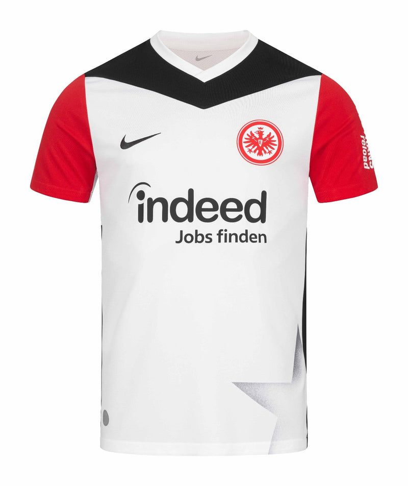 Eintracht Frankfurt - 2024/2025 - Camiseta Eintracht Frankfurt - Camiseta titular Eintracht Frankfurt - Uniforme Eintracht Frankfurt - Nike Eintracht Frankfurt - Diseño clásico - Blanco y negro - Rayas verticales - Bundesliga - Copa de Alemania - Europa League - Gola redonda - Escudo del club - Logo de Nike - Patrocinio Indeed - Tecnologías innovadoras - Confort - Rendimiento.