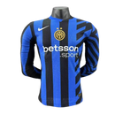 Inter de Milán-Camiseta-I-24-25-Hombre-Manga Larga-Jugador-Negra-Azul-Fútbol-Equipación-Uniforme-Temporada-Clásico-Deportivo-Calidad-Estilo