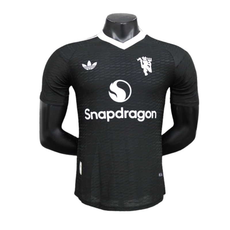 Manchester United-Camiseta-Negra-Portero-24-25-Hombre-Jugador-Fútbol-Equipación-Uniforme-Temporada-Clásico-Deportivo-Calidad-Estilo