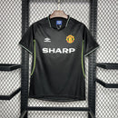Manchester United-Camiseta-Tercera-98-99-Hombre-Retro-Clásica-Vintage-Colección-Fútbol-Rojo-Blanco-Negro 