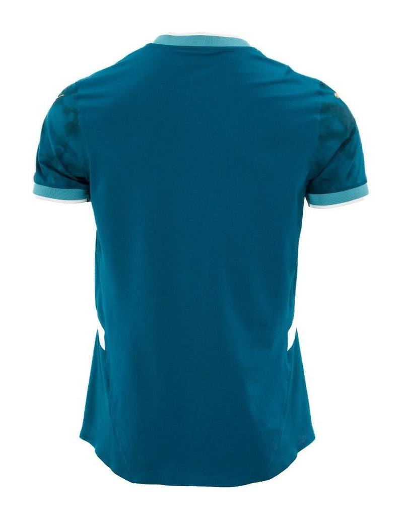 Olympique de Marseille 2024/2025 - Camiseta de visitante Olympique de Marseille - Mar Mediterráneo - Azul turquesa - Dorado - Ligue 1 - Diseño elegante - Ciudad - Belleza - Temporada - Fútbol - Equipamiento deportivo.