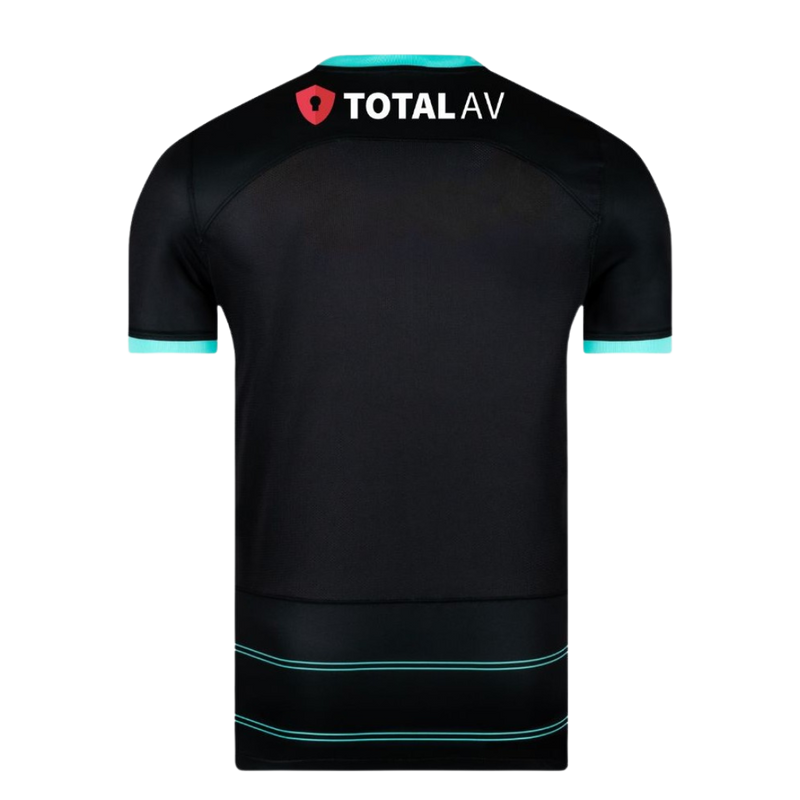 Portsmouth 2024/2025 - Camiseta de visitante Portsmouth - Negro - Hiper-turquesa - Diseño moderno - Championship - Fútbol - Equipamiento deportivo - Temporada - Estilo - Elegante.