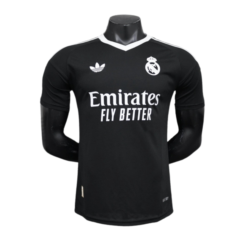 Real Madrid-Camiseta-Portero-Negra-24-25-Hombre-Jugador-Fútbol-Equipación-Uniforme-Temporada-Clásico-Deportivo-Calidad-Estilo 

