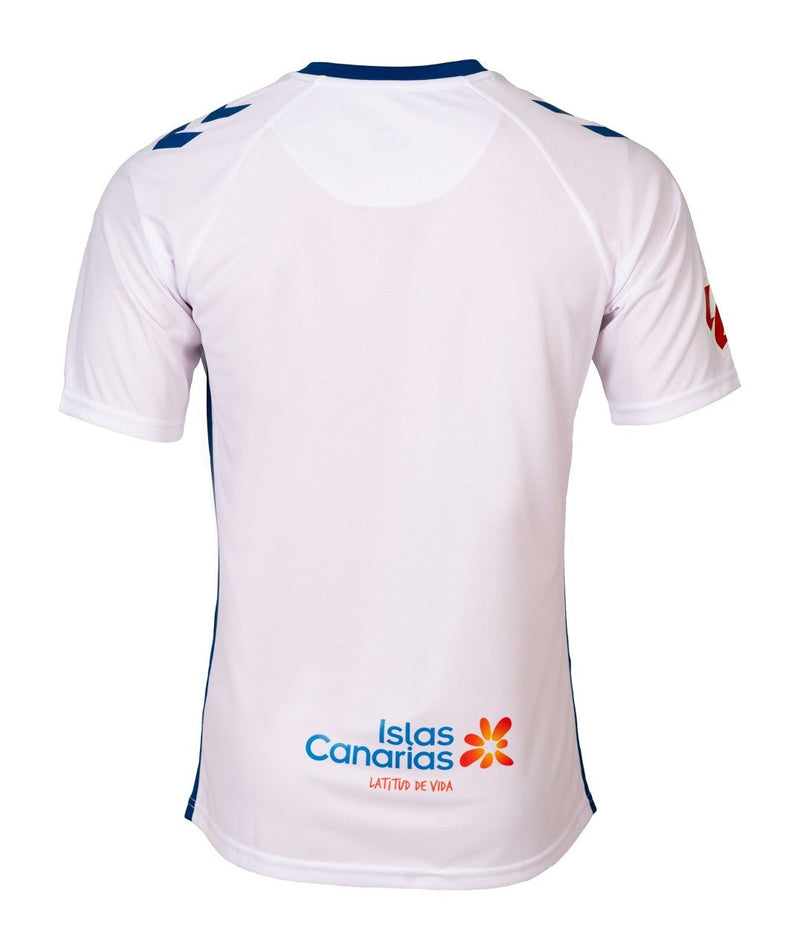 Tenerife 2024/2025 - Camiseta de local Tenerife - Cruz de Santo André - Diseño único - Blanco - Azul - La Liga 2 - Identidad del club - Tradición - Moderno - Temporada - Fútbol - Equipamiento deportivo - Distintivo.