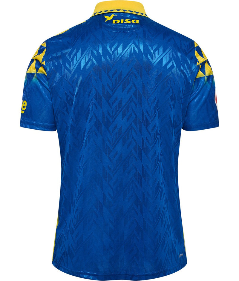 UD Las Palmas 2024/2025 - Camiseta alternativa Las Palmas - Hummel Las Palmas - La Liga EA Sports - Diseño moderno - Inspiración canaria - Amarillo - Azul - Islas Canarias - Gola redonda - Escudo de la UD Las Palmas - Logo de Hummel - Tradición del club - Innovación de Hummel - Tecnologías innovadoras - Confort - Rendimiento.