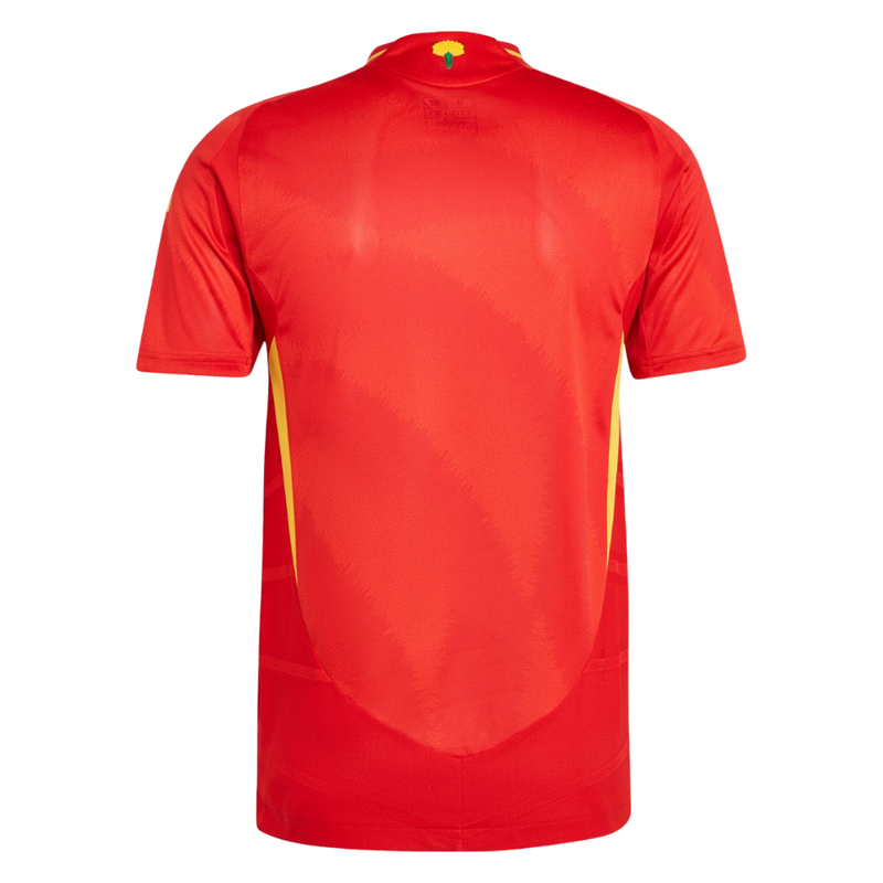 camiseta - España 2024 - uniforme de local - Adidas - fútbol internacional - rojo saturado - detalles en amarillo - diseño llamativo - temporada 2024 - selección española - comodidad y estilo